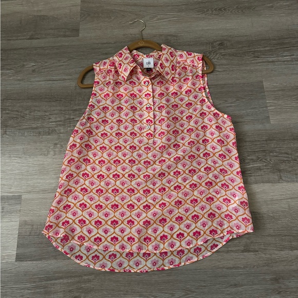 Cabi lyocell sleeveless floral print top medium - Picture 2 of 8